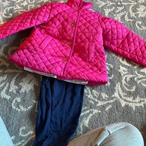 Little me quilted jacket and outfit underneath